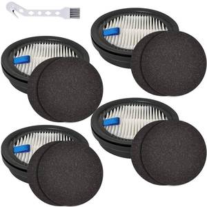 lot 25653 image: 4 Pack HEPA Filters and 8 Pack Sponge Filters Replacement for Afoddon A200ProA200, ORFELD B08C10AC10G and NEQUARE S12 S25 S26 Series Cordless Vacuum Cleaner with Brush - Retail $18