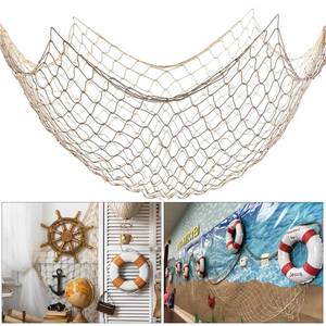 lot 25659 image: Fish Net Decorations for Party, 2mm Natural Cotton Hawaiian Party Fish Net Decorative, Nautical Themed Cotton Fishnet Room Under The Sea Ocean Beach Party Decor (1) - Retail $6