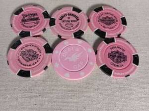 lot 2172 image: Pink Harley-Davidson Dealer Poker Chips Collection