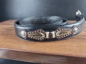 lot 2935 image: Western Leather Belt with Silver Buckle Size 38