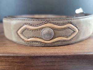 lot 2942 image: Western Style Silver Engraved Leather Belt Size 38