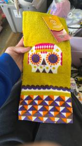 lot 42047 image: Dia de Muertos Kitchen Towel Set by Cecilia Ruiz