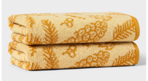 lot 42057 image: Decorative Mustard Floral Hand Towel Set