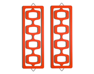 lot 42064 image: CroBlissful 2 Pcs Mid Century Modern Wall Art Wood Mid Century Elegance Decor Accents Abstract Wall Sculpture Geometric Panels for Interior Panel Art for Home Living Room(Orange)