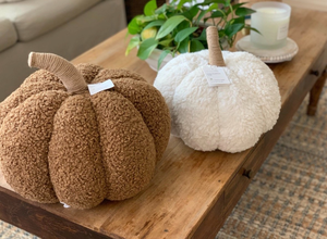 lot 42085 image: Decorative Sherpa Plush Pumpkins