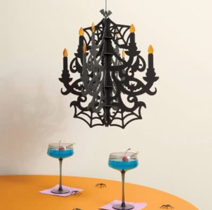 lot 42107 image: Halloween Black Paper Chandelier Decoration
