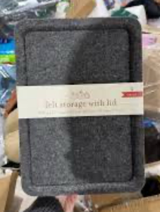 lot 42970 image: Gray Felt Storage Box with Lid