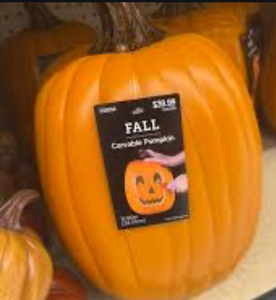lot 42979 image: Two Fresh Fall Carving Pumpkins - Orange and White