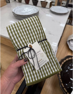 lot 42125 image: Hearth & Hand Olive Gingham Napkins, Set of 5