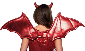 lot 42135 image: Red Metallic Devil Wings and Horns Costume Set