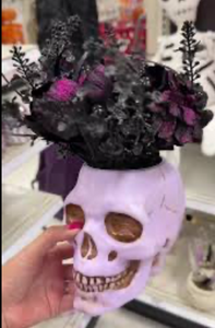 lot 43030 image: Pink Skull Flower Pot Halloween Decoration