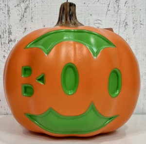 lot 43057 image: Two Halloween BOO Decorative Pumpkins