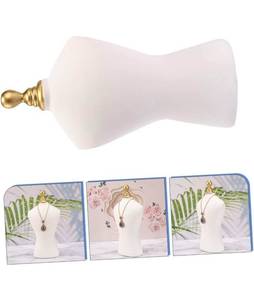 lot 69541 image: White Mannequin Jewelry Display Bust with Gold Finial - Retail $18