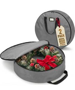 lot 69551 image: Zober Premium 48-inch Wreath Storage Bag Set - 2 Pack - Retail $15