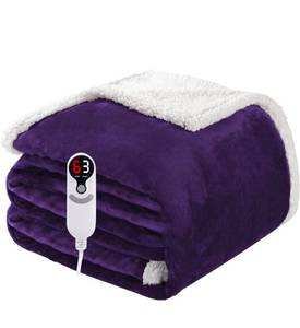 lot 69563 image: Digital Electric Heated Blanket - Purple Sherpa - Retail $35