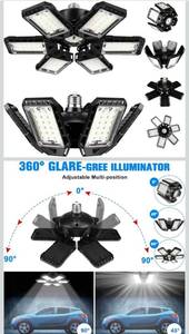 lot 69572 image: 360° Adjustable LED Garage Light - 6 Panel Deformable Light 1pcs - Retail $35