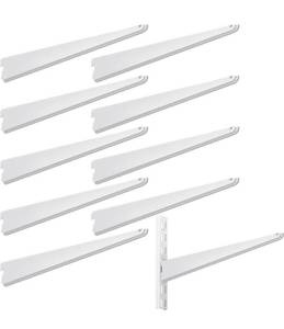 lot 69584 image: 10 Pack Adjustable Shelf Brackets for Double Track System Closet Organization Heavy Duty Wire Shelf Brackets (White, 7.5 Inches) - Retail $25