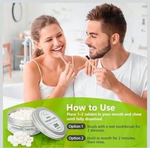 lot 69599 image: Uskich Natural Peppermint Toothpaste Tablets - 200 Count - Retail $12