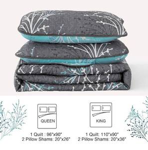 lot 69602 image: Reversible Floral Branch Quilt Set Queen - Retail $79