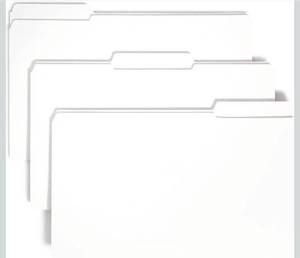 lot 69613 image: Smead File Folder, Reinforced 13-Cut Tab, Legal Size, White, 100 per Box (17834) - Retail $40
