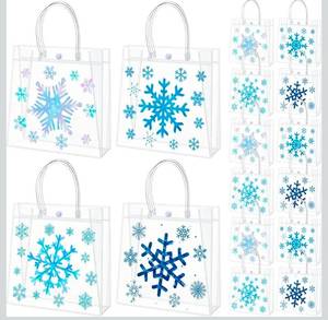 lot 69619 image: Winter Snowflake Gift Bag Set with Handles 24pcs - Retail $15