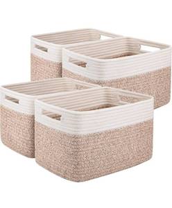 lot 69642 image: QIAHOMY Cotton Rope Storage Baskets - Set of 4 - Retail $25