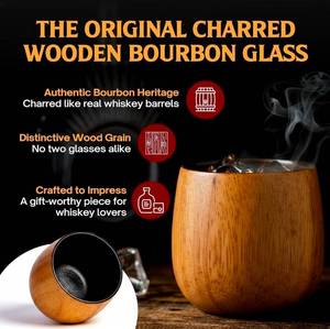 lot 69646 image: Charred Wooden Bourbon Glass by Thelefoxone - Retail $35