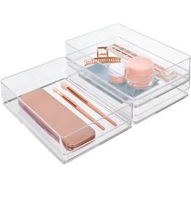 lot 69652 image: Clear Acrylic Drawer Organizer Set - 3 Pieces - Retail $15