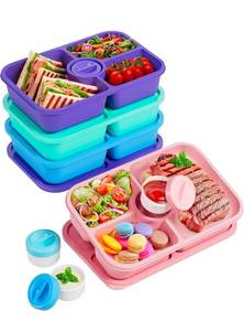 lot 69653 image: 4-Pack Bento Lunch Containers with Sauce Cups - Retail $24