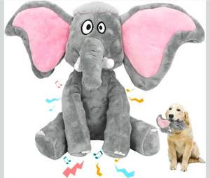 lot 69658 image: Interactive Plush Elephant Dog Toy with Squeaker - Retail $15
