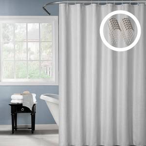lot 3086 image: moty Luxury Waffle Fabric Shower Curtain Set with 12 Shower Curtain Rings (Our Gift)   Heavy Duty Washable Textured Shower Curtains for Women, Men and Families Color Gray & Size 54 W - X - L 78