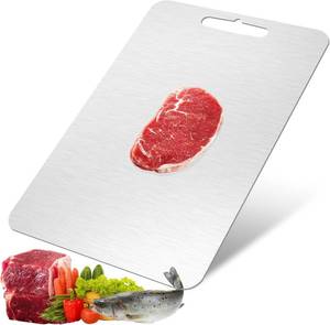 lot 3144 image: Titanium Cutting Board for Kitchen Stainless Steel Food Grade Cutting Board Easy to Clean, Durable & Food-Grade, 1-Pack Chopping Board 13.5  9  0.59in)