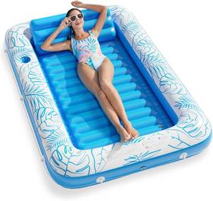 lot 3176 image: Inflatable Tanning Pool Lounger Float - Jasonwell 4 in 1 Sun Tan Tub Sunbathing Pool Lounge Raft Floatie Toys Water Filled Tanning Bed Mat Pad for Adult Blow Up Kiddie Pool Kids Ball Pit Pool (L)
