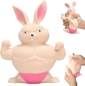 lot 5055 image: Squishy Rabbit Toy,Squeeze Toy, Stretchy Glue-Sand Filled Rubber Rabbit,Stress Relief Toy and Adults for Anxiety, and Autism, Muscle Animal Figure Toys for,Gift for Christmas, (Pink Edition)