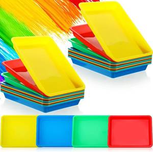 lot 5080 image: Jetec 24 Pcs Plastic Art Trays 11.4 x 8.6 Inch Multicolor Activity Art Serving Trays Bulk for Classroom and Crafts Organizer, DIY Projects, Painting, Beads, Organizing Supply