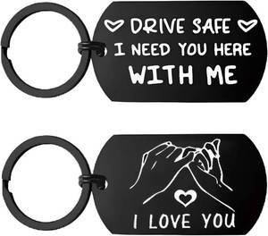 lot 6358 image: Drive Safe Keychain Gift for Him Husband Boyfriend from Wife Girlfriend Birthday Valentine s Day I Love you Gifts