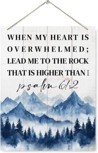 lot 6435 image: Psalm 612 Wood Sign - When My Heart is Overwhelmed, Bible Verse Decor, Christian Wall Plaque, Home Church Decor, Living Room Decors, Decorative Door Signs, Scripture Wood Sign, Baptism Gift