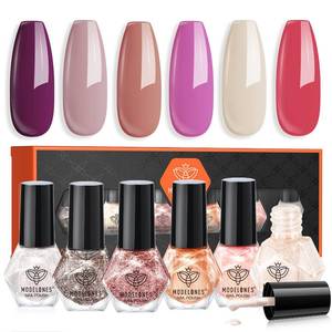lot 6439 image: modelones Nail Polish Set 6 Colors Red Burgundy Sparkle Glitter Chrome Mini Quick Dry Nail Lacquer Kit, Ruby Rush Cherry Mocha Vintage Magnetic Nail Art Manicure Gift for Women Girl