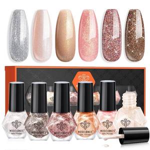 lot 6440 image: modelones Glitter Nail Polish Set 6 Colors Gold Brown Silver Pink Nude Fall Winter Shimmer Pearl Quick Dry Kit Manicure DIY Nails Art Salon Home Gifts For Women Girls (3pack)