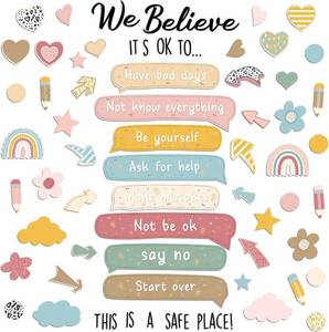 lot 6446 image: Boho Bulletin Board Set We Believe Motivational Classroom Decor Boho Positive Affirmations Cutouts for Teachers Classroom Bulletin Board School Wall Decorations