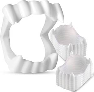lot 6464 image: Vampire Teeth Kid Size, White Fake Vampire Teeth for Kids, Vampire Fangs for Kids Costume, Dress-Up, Pretend Play, 12 Pack Halloween Teeth for Halloween Party Favors