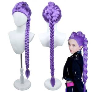 lot 6476 image: BERON Girls Purple Long Wig with Braided Women Straight Long Braids Wigs for Cosplay Costume or Party
