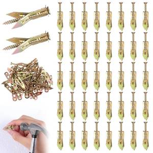 lot 6491 image: 80Pcs Self Drilling Drywall Anchors, Metal Expansion Bolt for Drywall Gold Screw Anchors Heavy Duty for Fixing Picture, Furniture, Flags, Outdoor Decor No Drill and Holes in Wall(1.57 in)