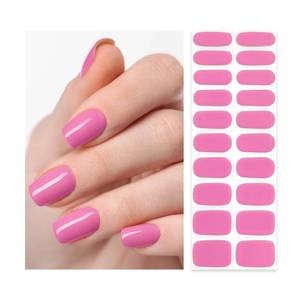 lot 6492 image: Semi Cured Gel Nail Strips  Gel Nail Stickers With UV Light Required  Salon Quality, Easy Application And Removal Hot Pink