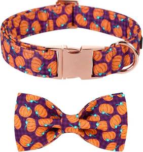 lot 6502 image: Lionet Paws Halloween Dog Collar with Bowtie, Bowtie for Dogs and Cats, Adjustable Comfortable Dog Collar Pumpkin Girl Boy, S, Neck 10-16 in