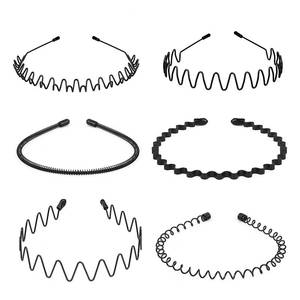 lot 6503 image: Metal Hair Bands, Wavy Hair Hoop Unisex Black Wavy Headband Slicked Back Headband Non Slip Sports Hairband 6PCS( 2)