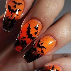 lot 6506 image: Lot of 3 24 Pcs Halloween Press on Nails Medium ,MINGCHUN Nail Tips Fake Nails Press ons Acrylic Nail Art Kit Supplies Full Cover Acrylic False Nails Glue Nail Stickers Decorations