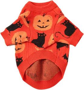 lot 6514 image: NACOCO Dog Halloween Pumpkin Sweater Pet Clothes Cat Knitwear Apparel Holiday Party Halloween Warm Puppy Clothes Kitty Clothes(XL)