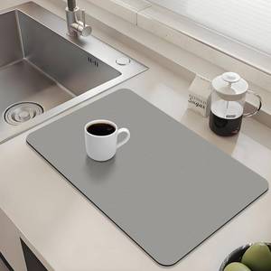 lot 6564 image: OcePor Dish Drying Mat,15x18 Dish Drying Mats for Kitchen Counter,Coffee Bar Mat,Self Dish Drying Pad,Water Absorbent Dry Mats for Kitchen Dishes,Coffee Station(Light Grey)