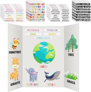 lot 6566 image: Teling 32 Pcs Tri Fold Poster Board Supplies 16 Self Adhesive Presentation Science Subtitles Science Fair Project Title Labels 16 Letter Sticker for Classroom (Board Does Not Include)